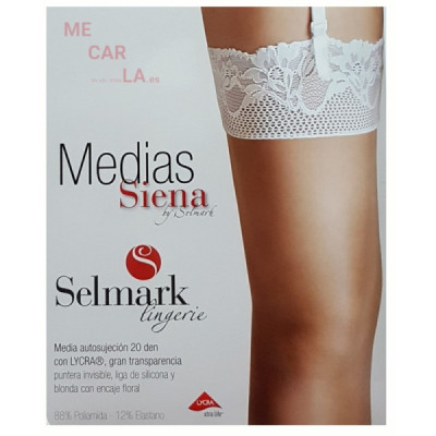 Media de novia color piel con liga de silicona y blonda de encaje
