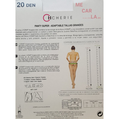 PANTY SUPER ADAPTABLE DE 20 DEN CON PUNTERA INVISIBLE DE CHERIE