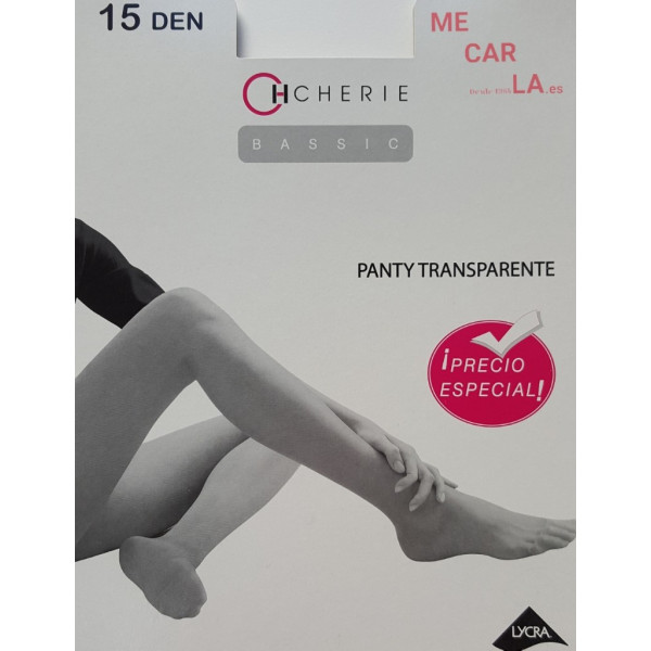 PANTY TRANPARENTE CON DEMARCACIÓN Y PUNTERA INVISIBLE 15 DEN. CHERIE
