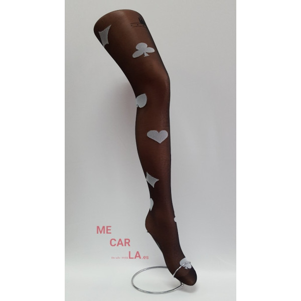 HYD PANTY TRANSPARENTE EN NEGRO CON FANTASÍA DE NAIPES BLANCOS