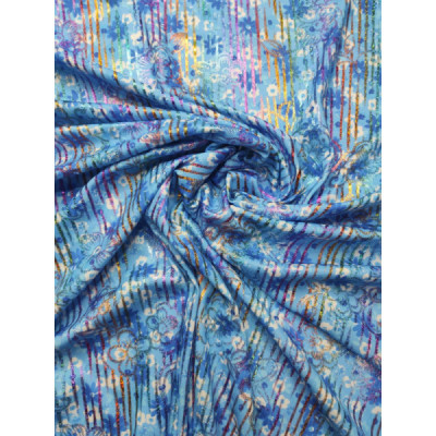 Tejido de punto elástico azul lurex