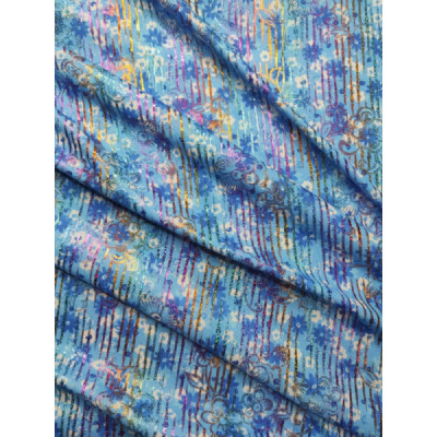 Tejido de punto elástico azul lurex