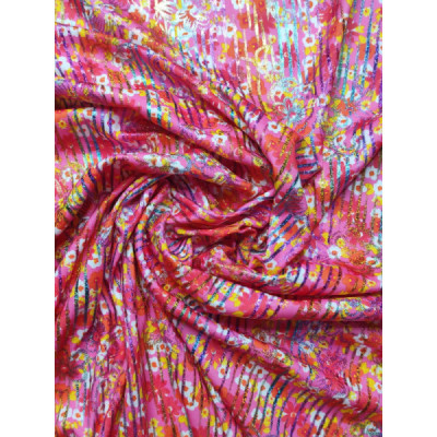 Tejido de punto elástico fucsia lurex