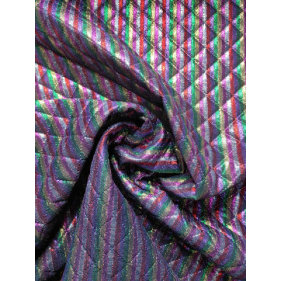 Tela de lamé acolchada rayas multicolor