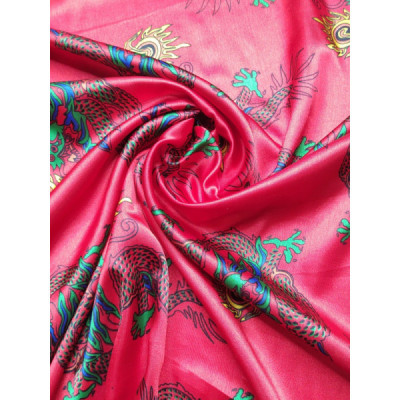 Tela de raso estampado asiático