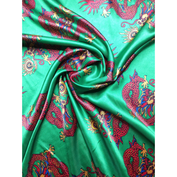 Tela de raso estampado asiático
