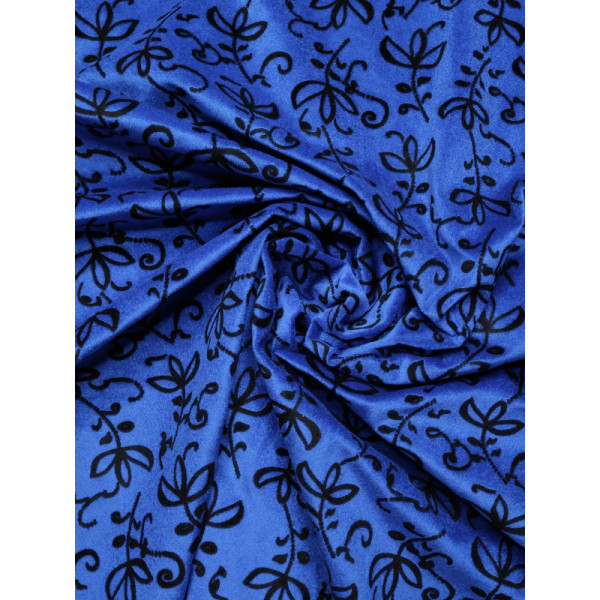 Terciopelo estampado flocado azul klein