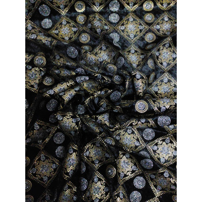 Terciopelo negro estampado flocado lurex