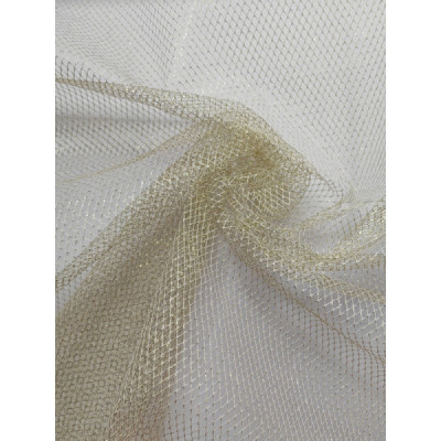 Tela fantasía red blanco y oro