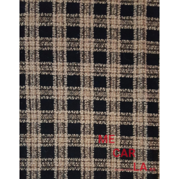Lana estampada tipo chanel con cuadros tostados y negro