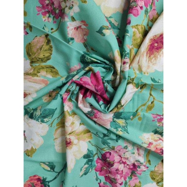 Tela algodón estampado de flores