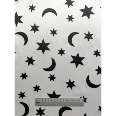 Tela de raso blanco estampado estrellas