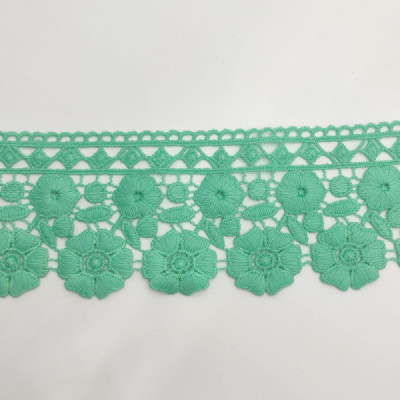 Puntilla de guipur en algodón color verde aguamarina