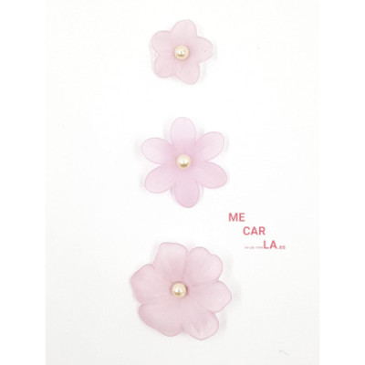 Botón fantasía flor con perla Rosa