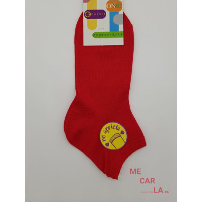 Calcetín de Hilo Liso Tobillero Onne Rojo