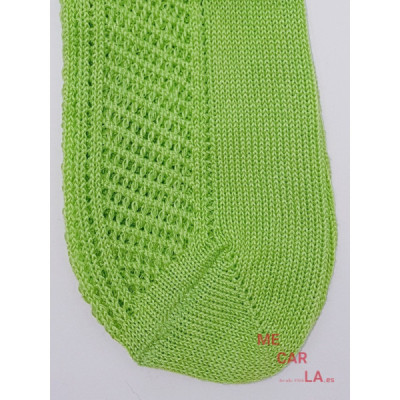 Calcetín Perlé Calado Pocholo Verde Pistacho